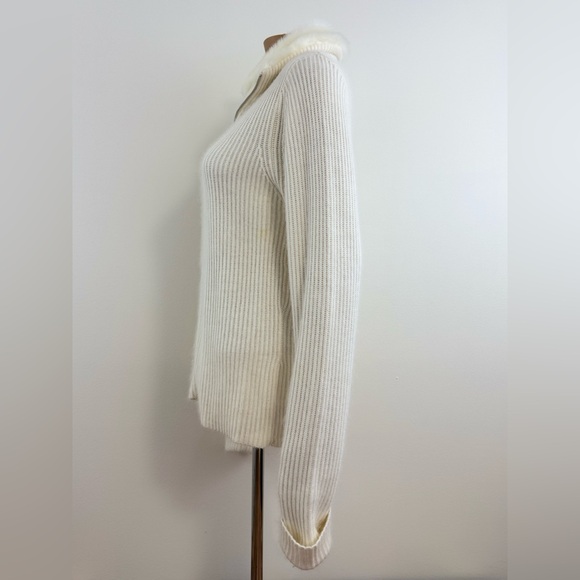 Calvin Klein Women's Faux Fur Collar, Long Sleeve Zip-up Sweater, Size Large - Picture 6 of 16